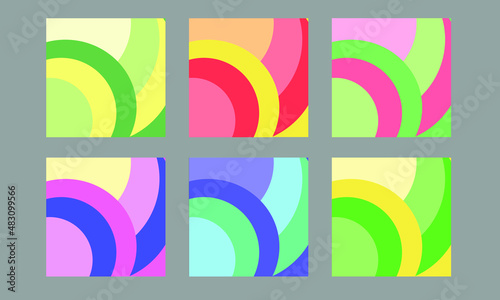 Editable abstract template post for social media. web banner advertising for promotion design with Orange yellow green red blue and pink color.	
