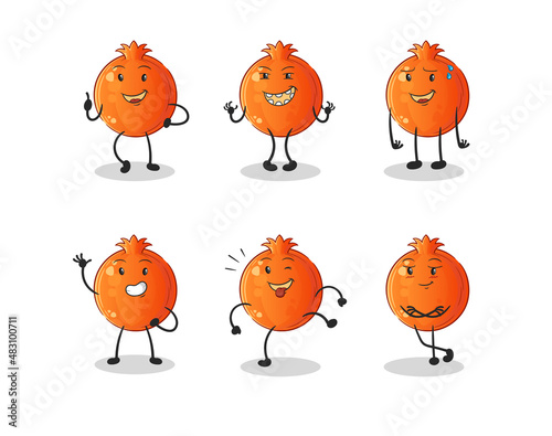 pomegranate happy set character. cartoon mascot vector