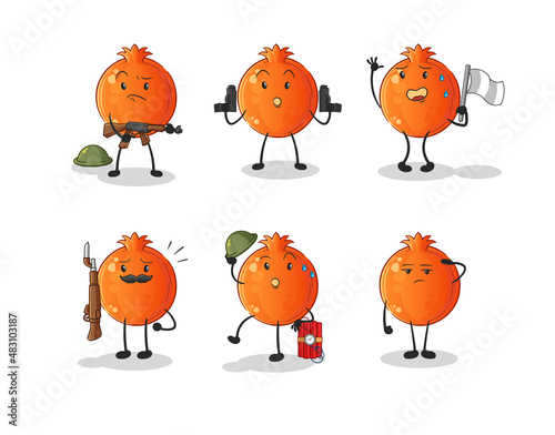 pomegranate troops character. cartoon mascot vector