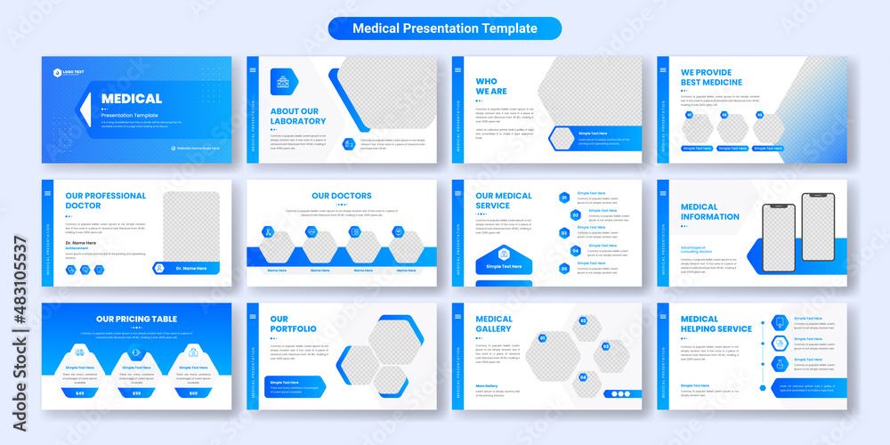 Medical PowerPoint presentation slide template design. Use for modern  keynote presentation background, brochure design, website slider, landing  page, annual report, company Stock Vector | Adobe Stock