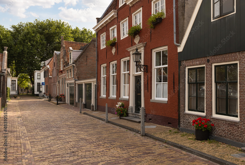 Picturesque street of the town of Edam in the Netherlands.