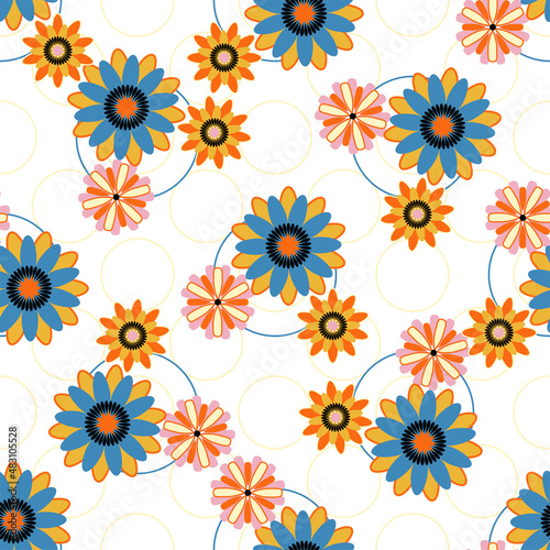 blue and orange flowers