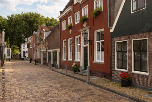 Picturesque street of the town of Edam in the Netherlands.