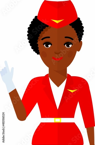 Stewardess air hostess in Uniform in Flat Style.