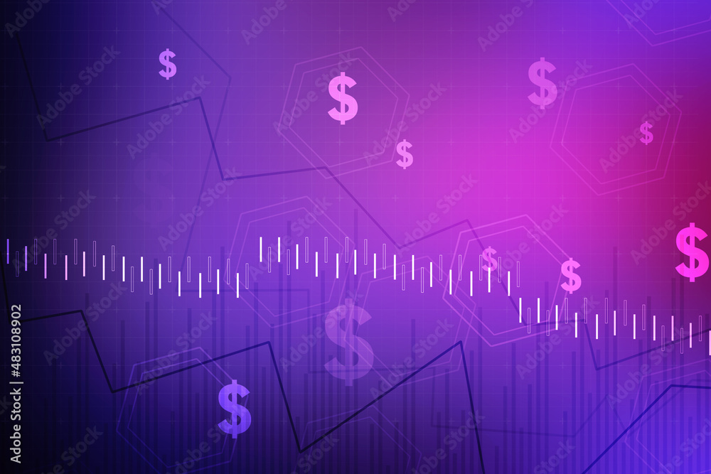 2d rendering Stock market online business concept