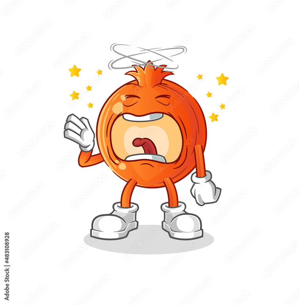 pomegranate yawn character. cartoon mascot vector pomegranate yawn character. cartoon mascot vector