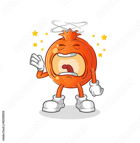 pomegranate yawn character. cartoon mascot vector