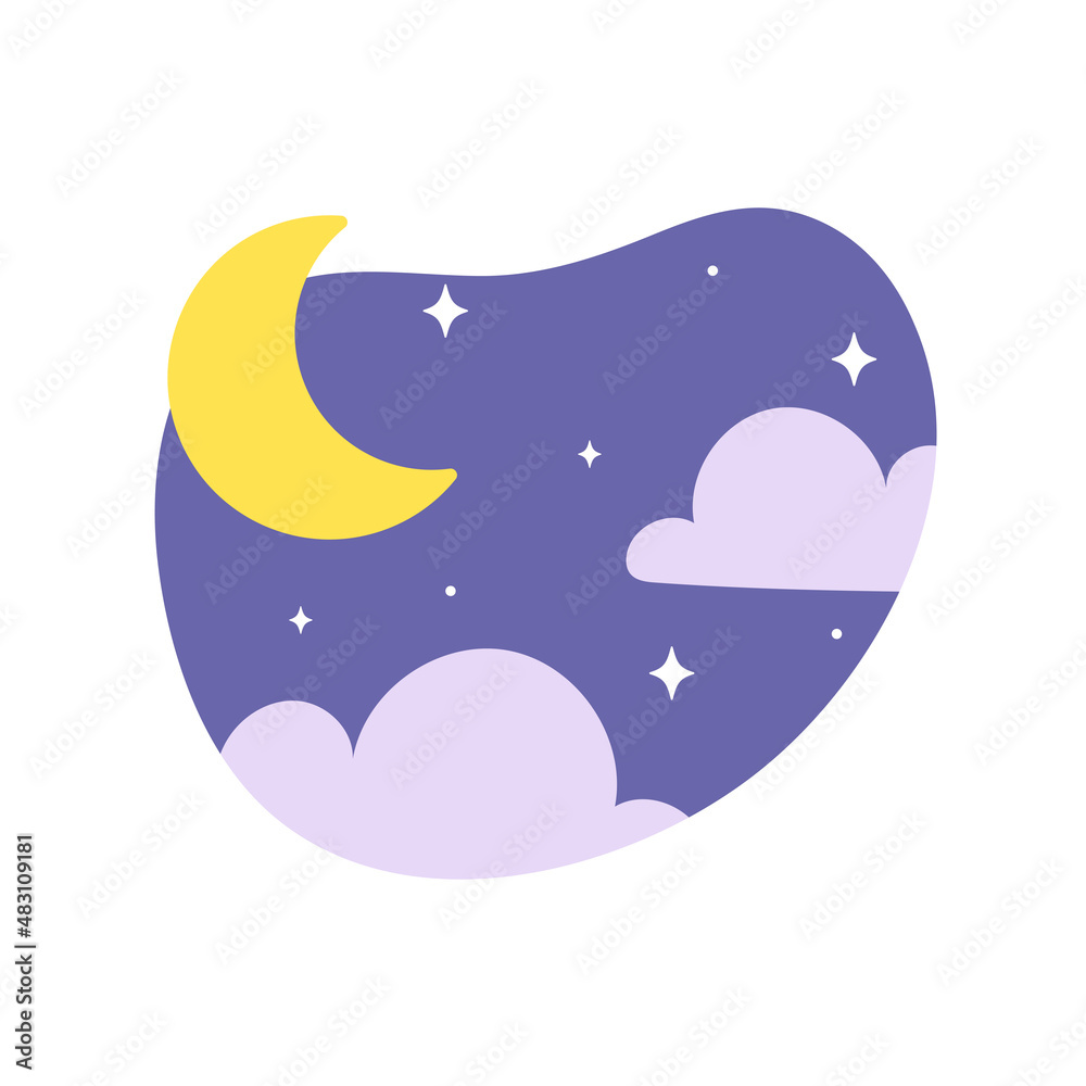 Obraz premium Day night icon vector. cloudy sunlight during the day and the moonlight in the starry sky