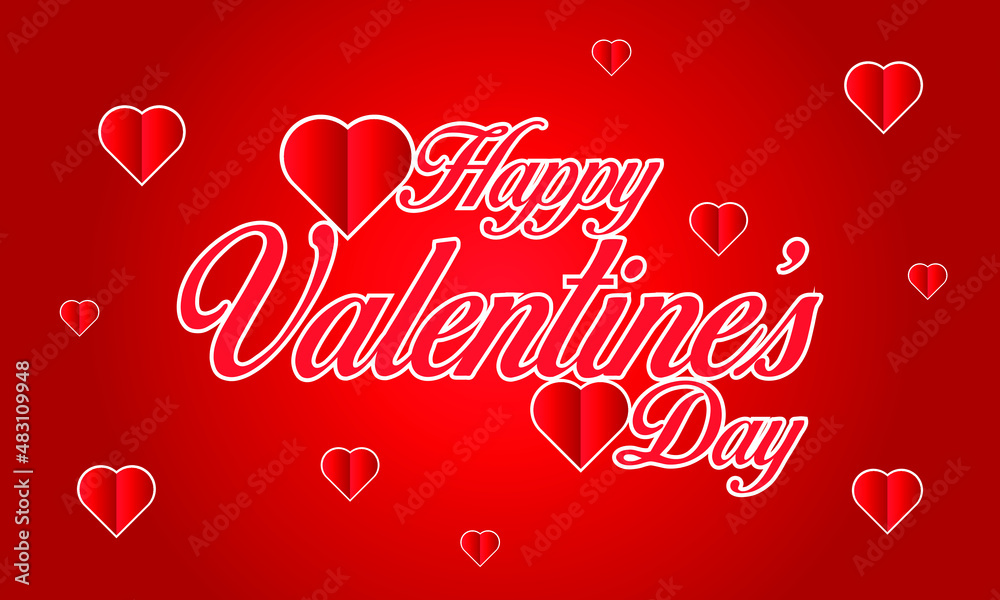 Happy Valentines day with typography lettering background design templates. Valentines Day greeting card template with red heart Happy Valentines day with typography lettering background design templates. Valentines Day greeting card template with red heart