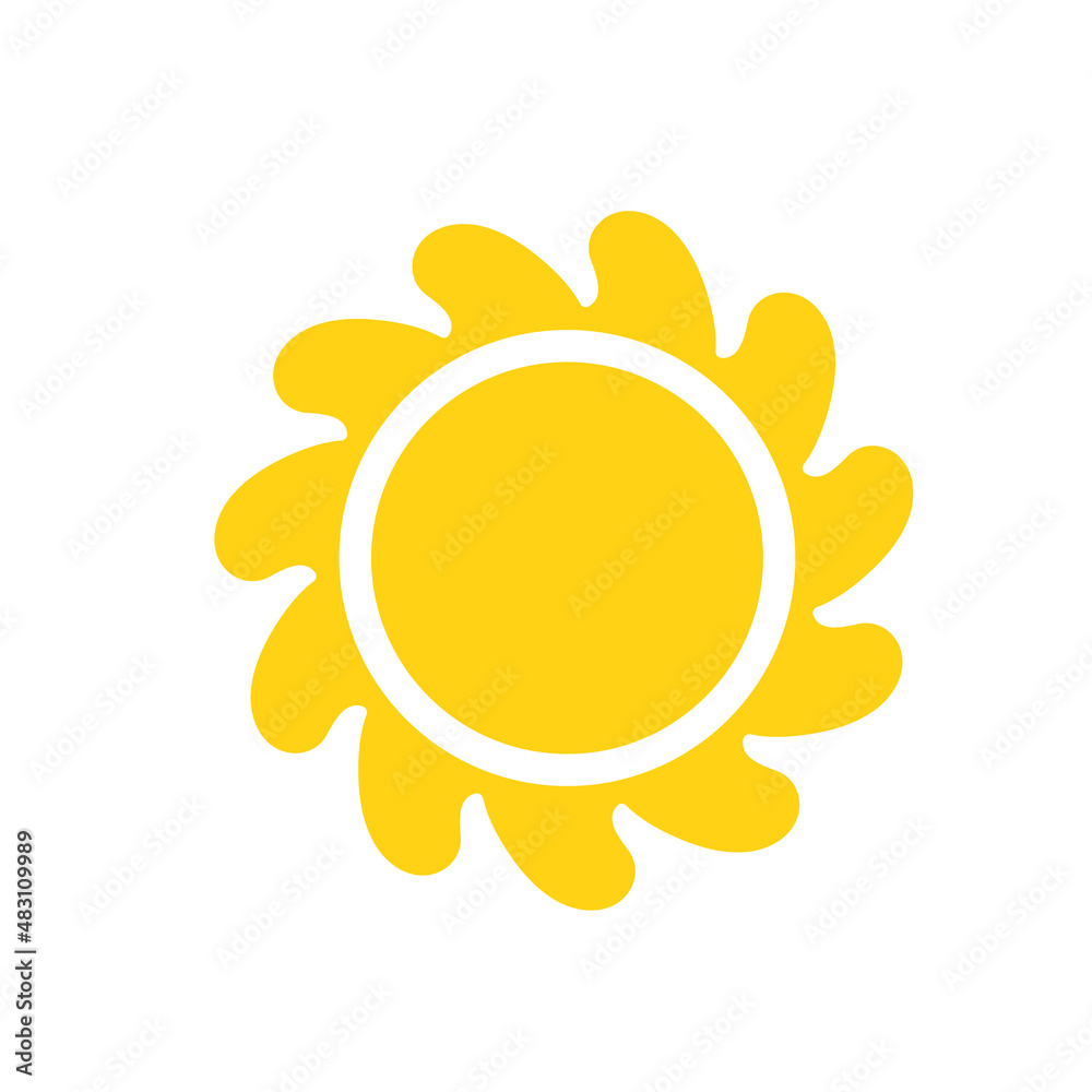 Vector cartoon yellow sun Shining light rays to heat the summer. Isolated on white background. Vector cartoon yellow sun Shining light rays to heat the summer. Isolated on white background.