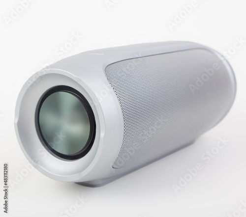 silver modern music boombox portable bluetooth speaker