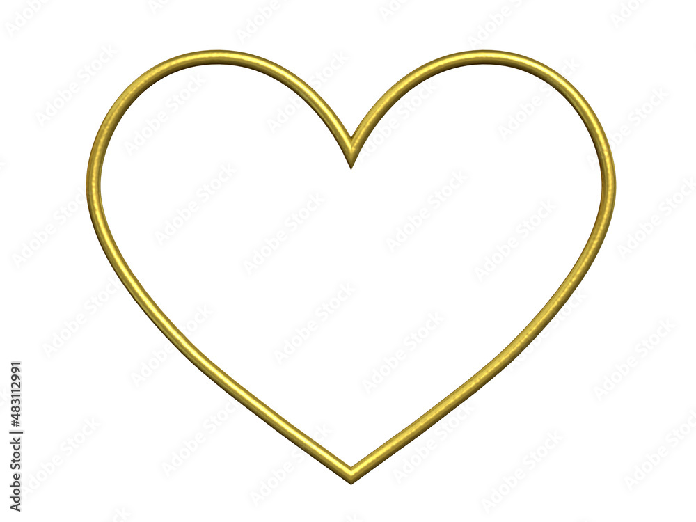 3d illustration. Golden heart isolated on white background 3d illustration. Golden heart isolated on white background