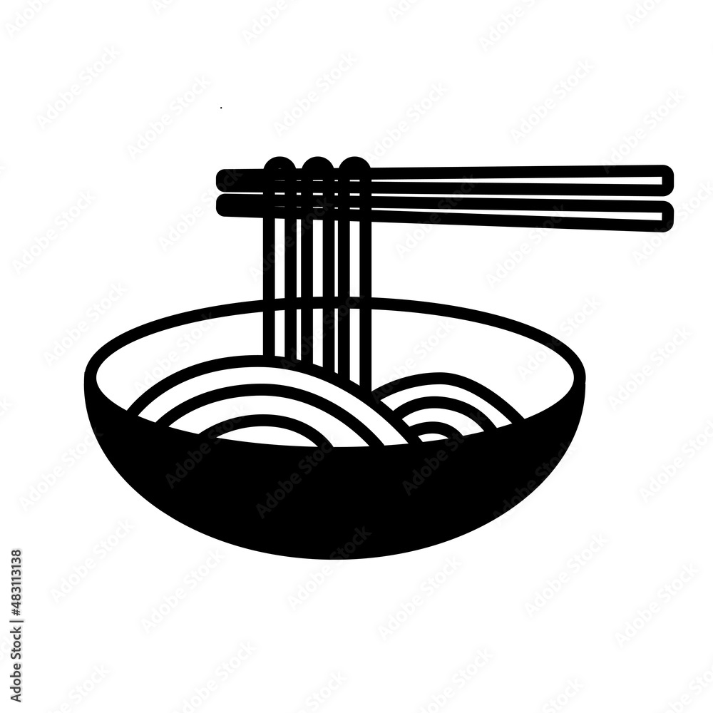 Black ramen icon on white background vector Black ramen icon on white background vector