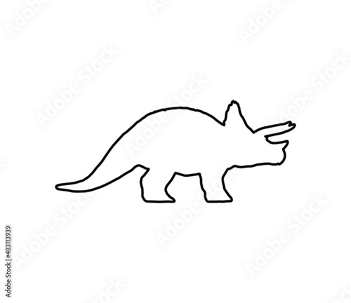 the silhouette of a triceratops. raster illustration