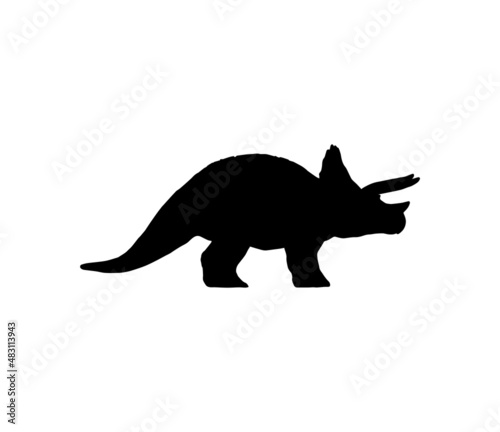 the silhouette of a triceratops. raster illustration