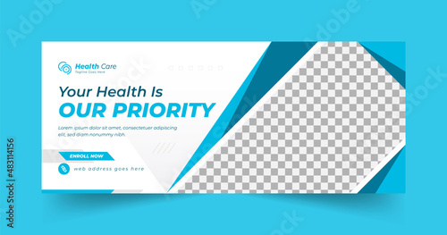 Medical healthcare web banner and service social media post template