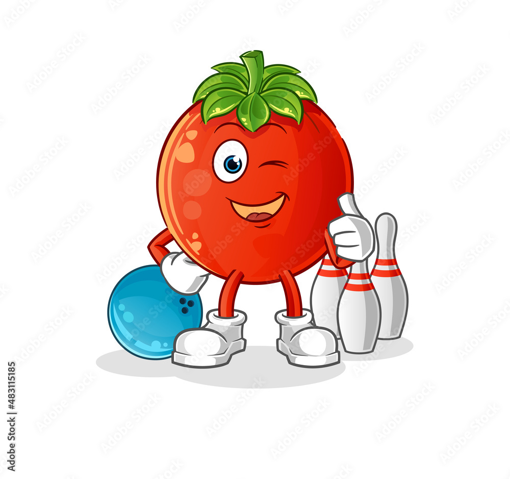 tomato play bowling illustration. character vector tomato play bowling illustration. character vector