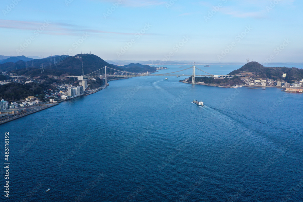 福岡県北九州市　関門海峡全景