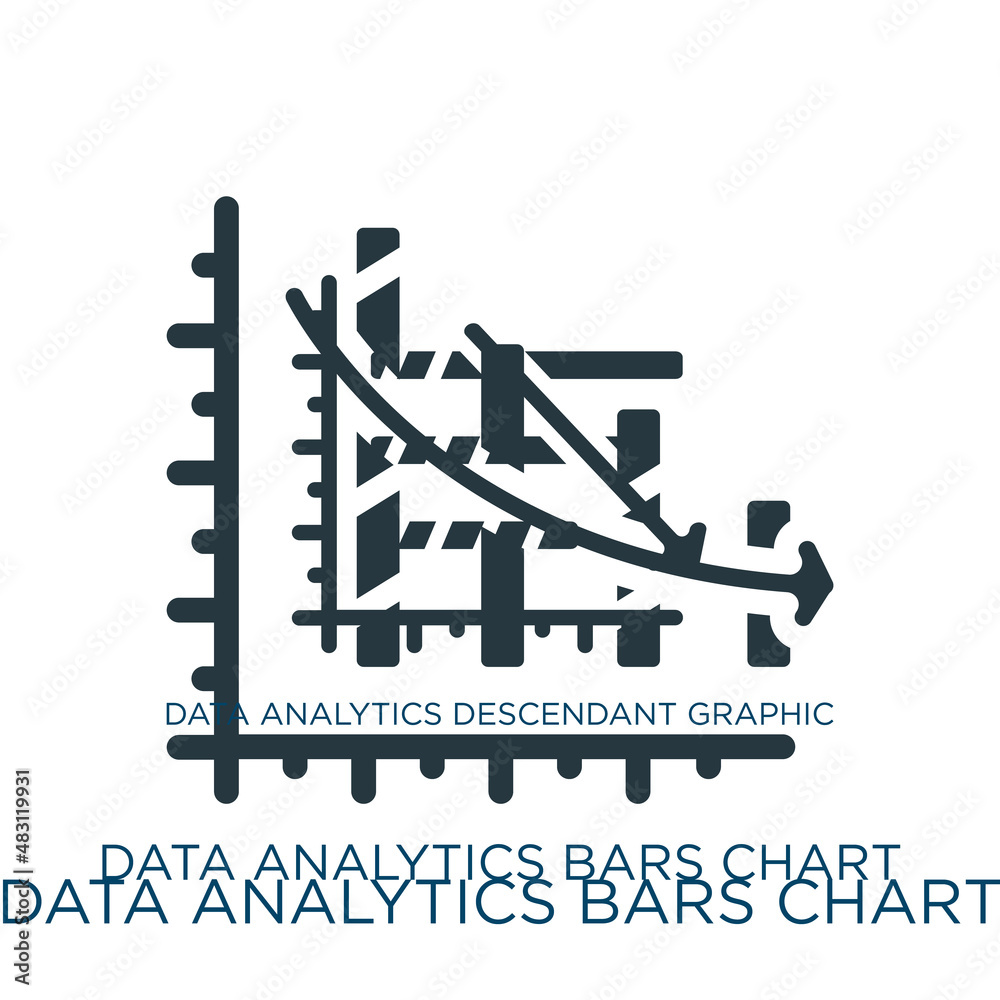 Vetor de data analytics bars chart with descendant line vector icon ...