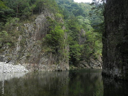 Kuro-buchi Pool of Sandan-kyo Gorge in Aki-ota-machi in Yamagata-gun County in Hiroshima Pref. in Japan                                                                      