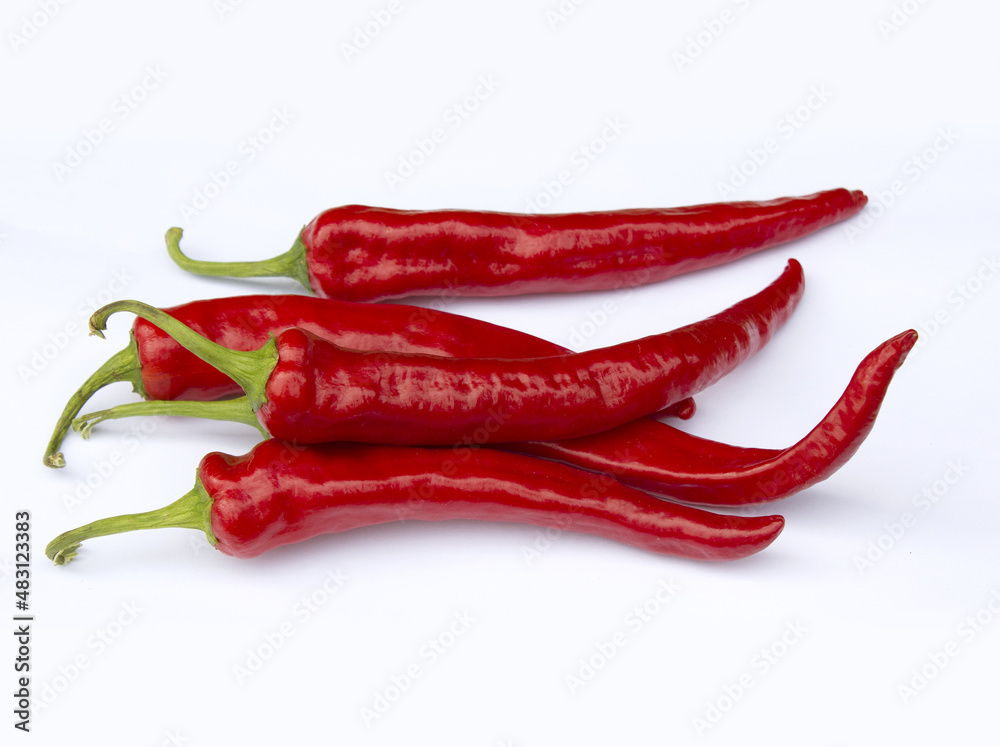 Red chili pepper on white background. Red chili pepper on white background.