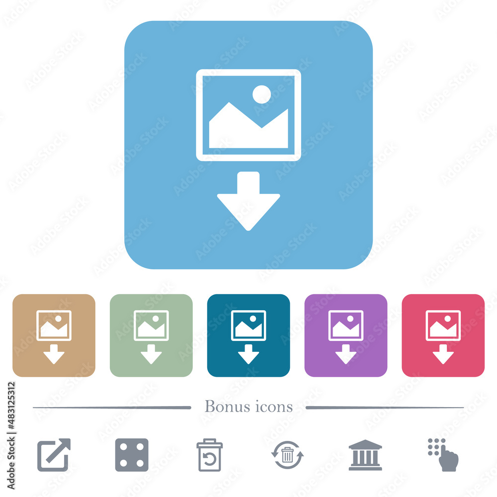 Download image flat icons on color rounded square backgrounds Download image flat icons on color rounded square backgrounds
