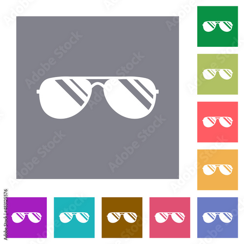 Aviator sunglasses with glosses square flat icons photo