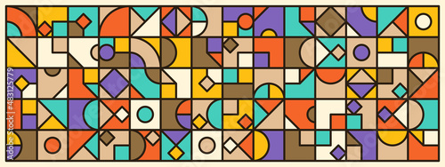 Abstract geometric pattern design in colorful retro style. Vector illustration.