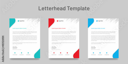 Professional corporate letterhead template design with three colors for your project vector