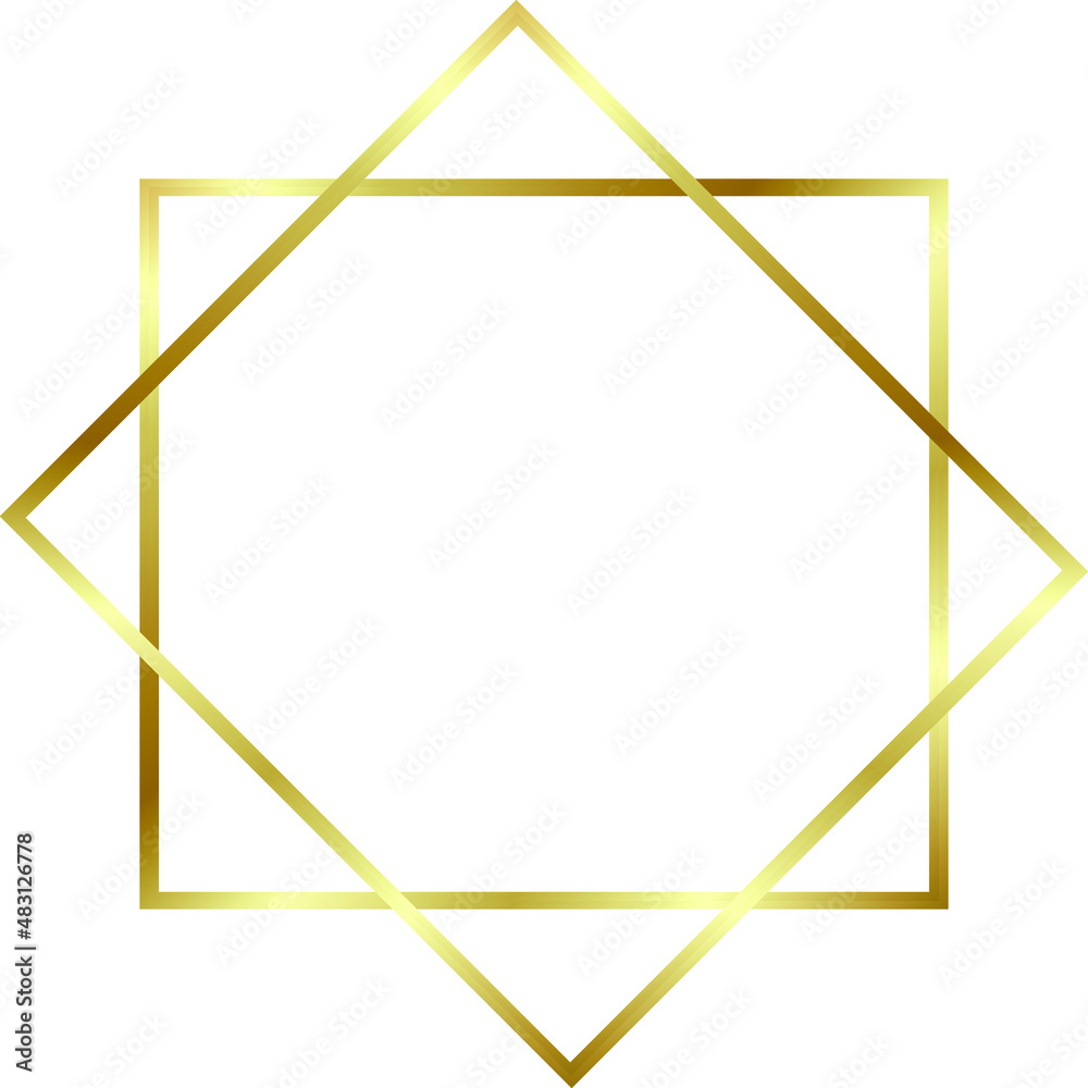 Gold shiny glowing frame with shadows isolated background. Golden luxury vintage realistic rectangle border. illustration - Vector Gold shiny glowing frame with shadows isolated background. Golden luxury vintage realistic rectangle border. illustration - Vector