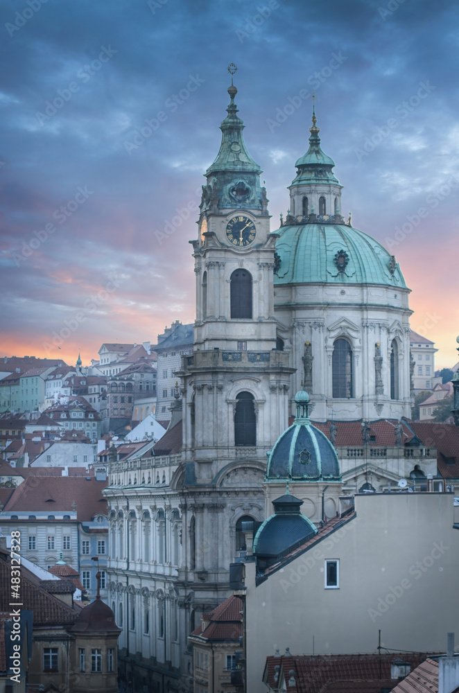St Nicholas Church at Mala Strana (Kostel sv. Mikulase) in Prague, Czech Republic. Cathedral in old town St Nicholas Church at Mala Strana (Kostel sv. Mikulase) in Prague, Czech Republic. Cathedral in old town