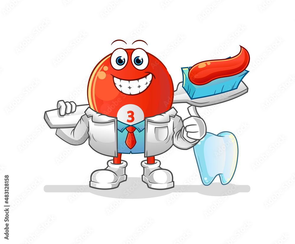 red billiard ball dentist illustration. character vector red billiard ball dentist illustration. character vector