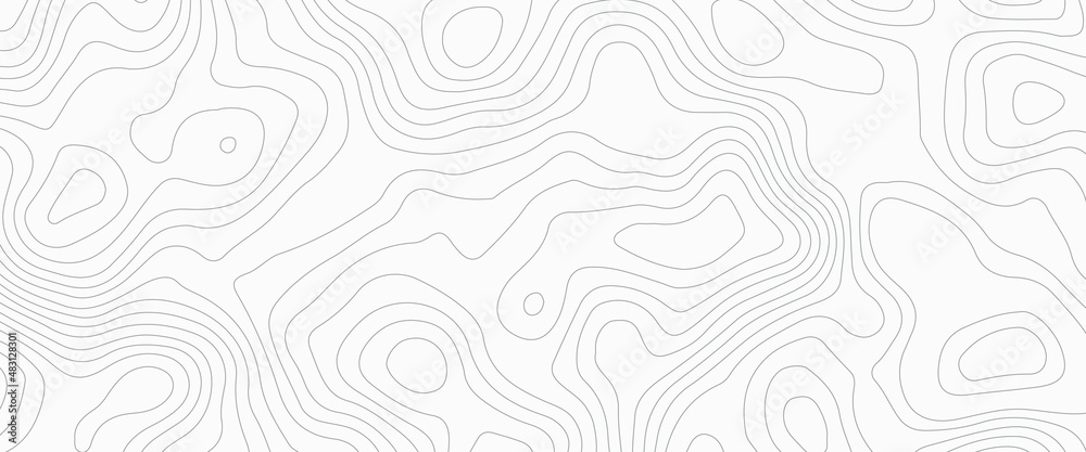 Obraz premium Topographic background and texture, monochrome image. 3D waves. Cartography Background, Vector illustration of topographic line contour map, black-white design, Luxury black abstract line art.