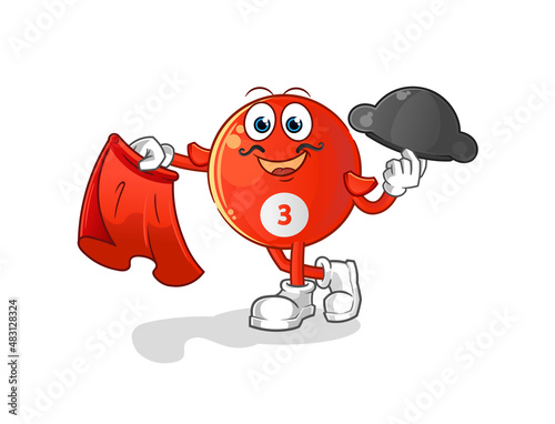 red billiard ball matador with red cloth illustration. character vector