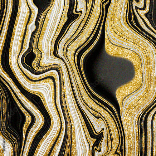 decorative texture, elegant pattern, luxurious golden fabric with black, brown, deep blue 