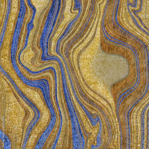 decorative texture, elegant pattern, luxurious golden fabric with black, brown, deep blue 