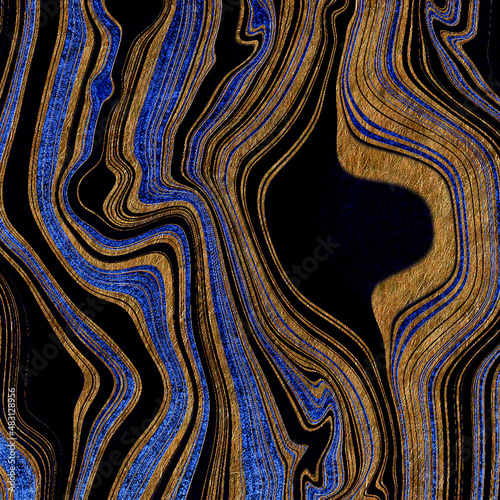 decorative texture, elegant pattern, luxurious golden fabric with black, brown, deep blue 
