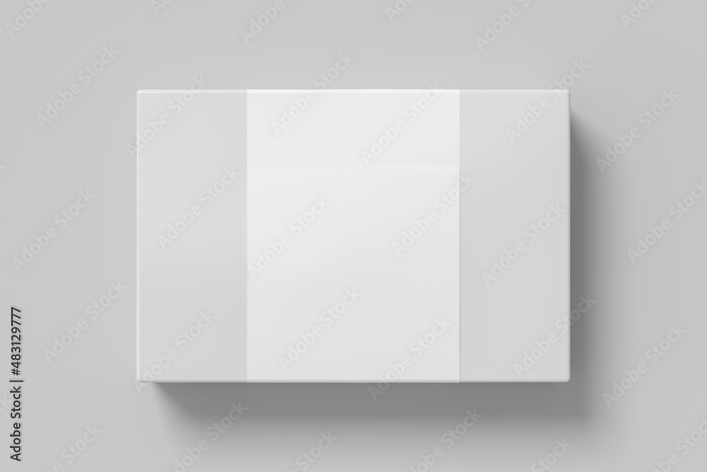 Flat box mock up with blank paper cover label: White gift box on white background. Flat box mock up with blank paper cover label: White gift box on white background.