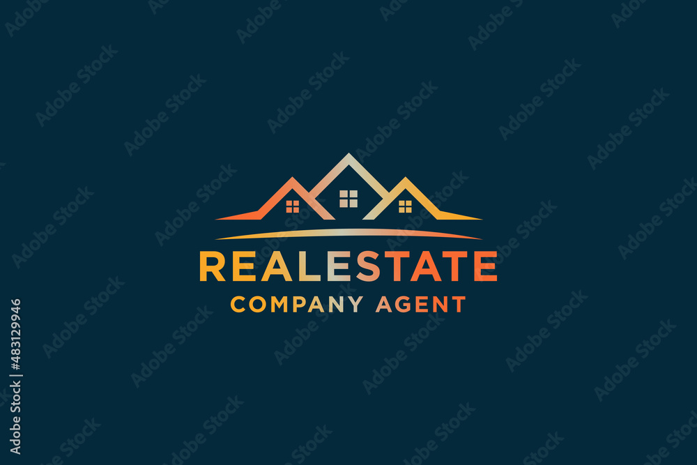 Real estate investment agent, rent logo design vector illustration.