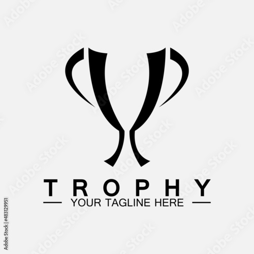 Trophy vector logo icon.champions  trophy logo icon for winner award logo template photo