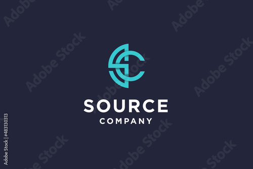 Initials letter SC business and technology logo design vector illustration.