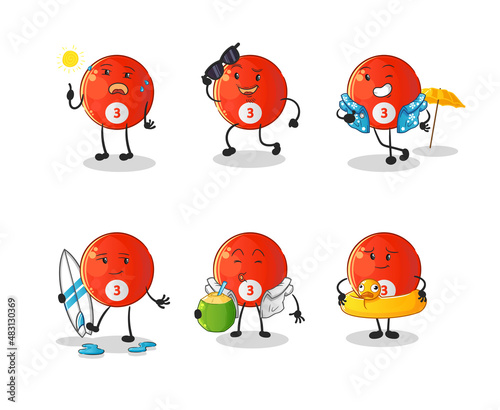 red billiard ball holiday character. cartoon mascot vector