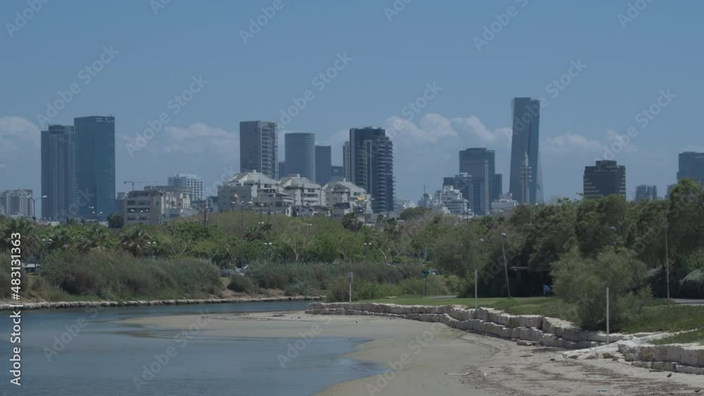 A magnificent park and modern multi-storey buildings on the coast of northern Tel Aviv. A magnificent park and modern multi-storey buildings on the coast of northern Tel Aviv.