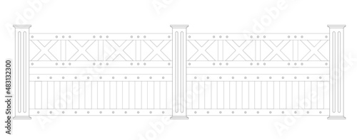 Fotografie, Obraz 2 section of 2D decorative fencing drawing