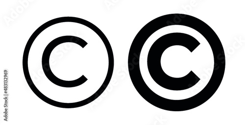 Copyright mark icons. Intellectual property sign. Vector illustration isolated on white background. Set of bold and thin copyright icon. photo