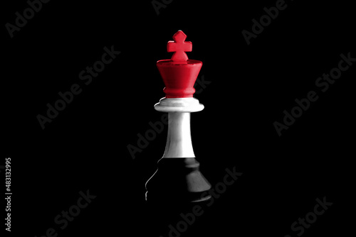 yemen flags paint over on chess king. 3D illustration. photo