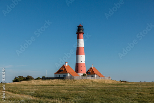 Lighthouse Westerheversand with two houses