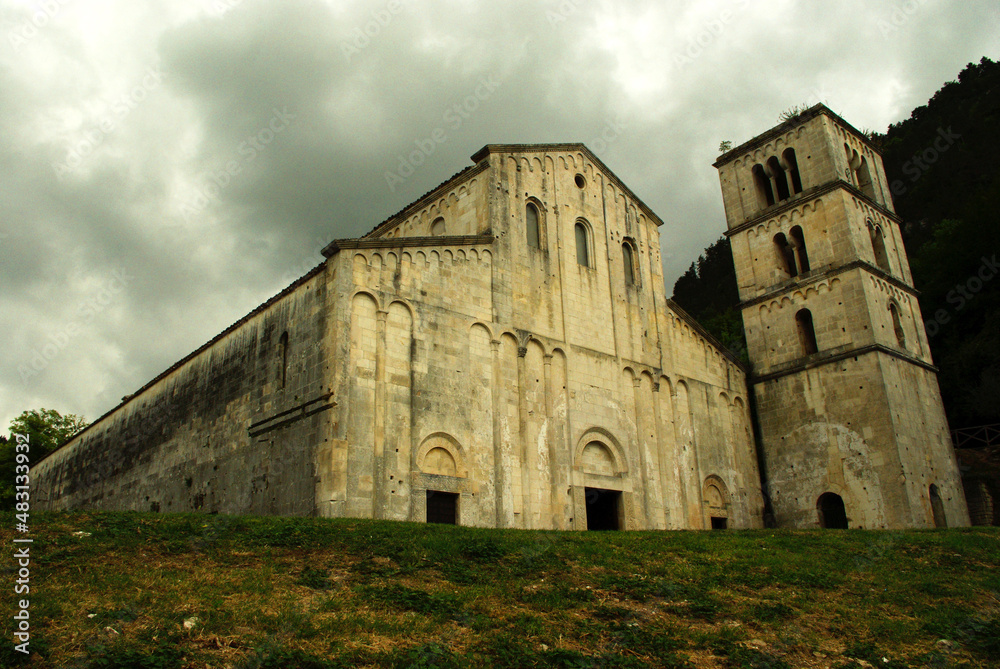 The ancient church of San Liberatore a Majella with the bell tower, located in the municipality of Serramonacesca in Abruzzo The ancient church of San Liberatore a Majella with the bell tower, located in the municipality of Serramonacesca in Abruzzo