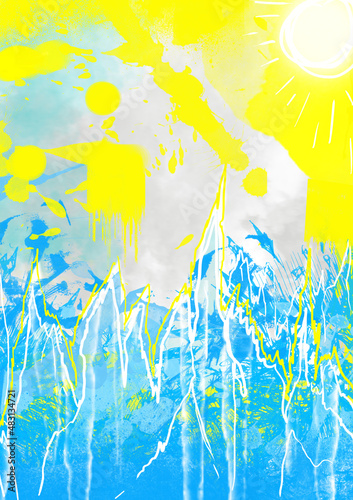 Sun day in Antarctica (abstract background)