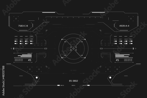 HUD Interface Screen Monitoring Element System Technology Template For Game, UI, UX, Infographic